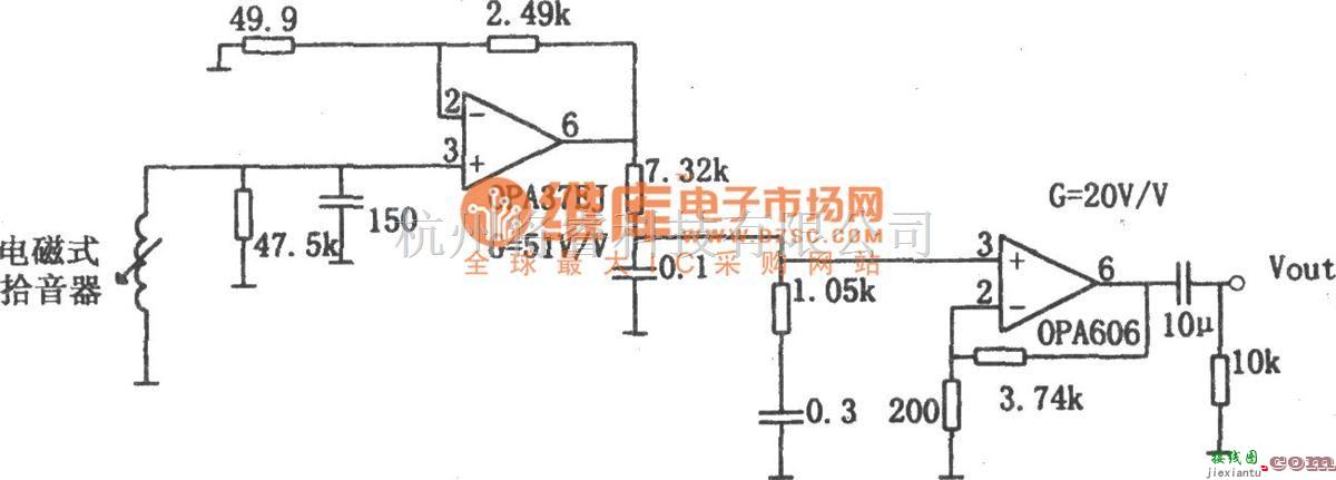 集成音频放大中的低噪声高保真RIA前置放大器(OPA606)电路图  第1张