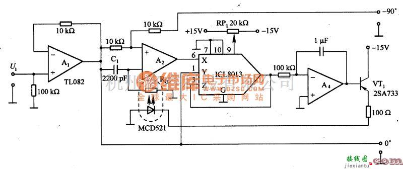 定时控制中的自动踪90°移相电路图  第1张