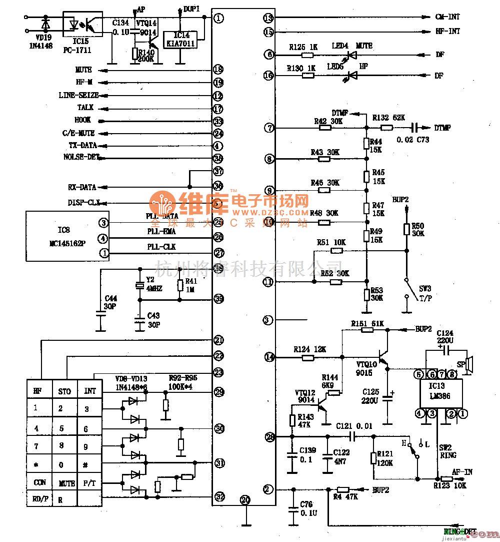 电源电路中的MC68HCO5C4一一通信单片极电脑集成苦路图  第3张