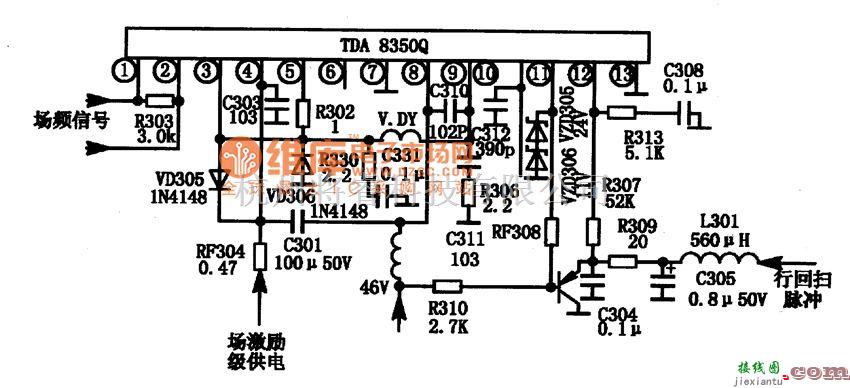 集成电路构成的信号产生中的TDA8350Q 集成块的典型应用电路图  第2张