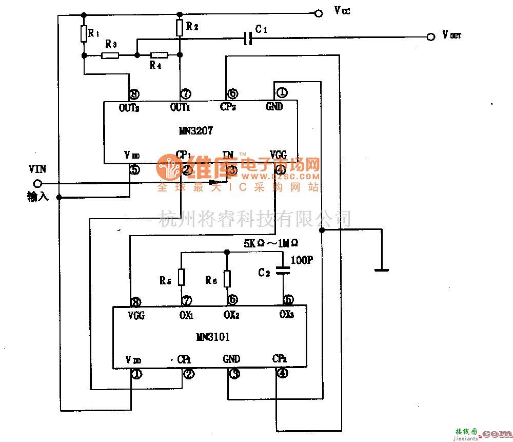 电源电路中的MN3101--BBD用时钟信号发生集成电路图  第3张