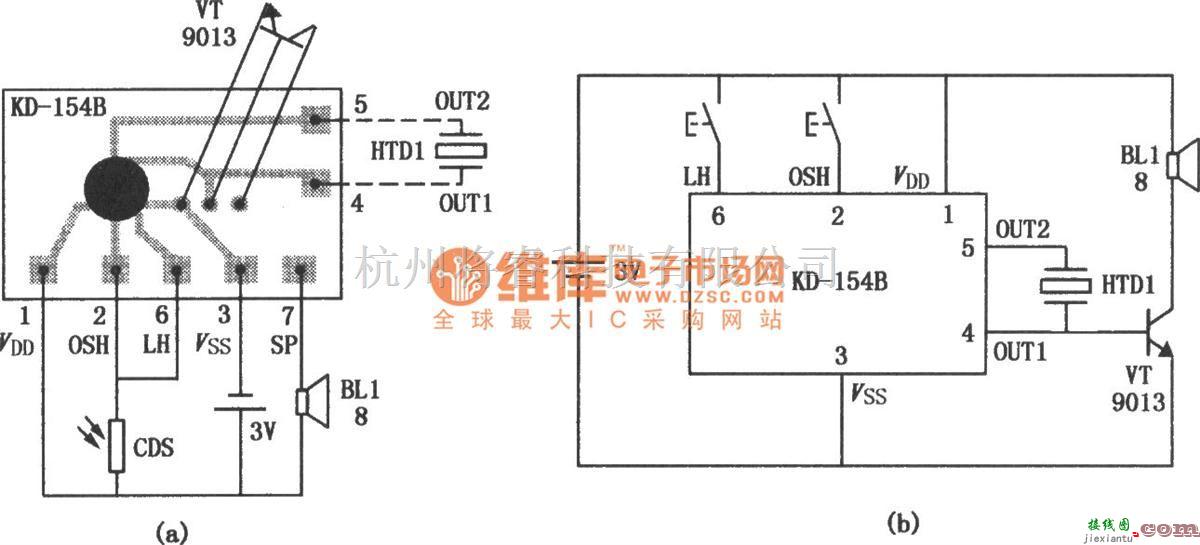 语音电路中的KD-1548光控音乐集成电路图  第1张