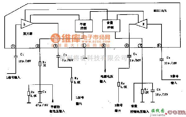 音频电路中的MB311O·MB311OA-双通道音量、平街控制集成电路图  第2张