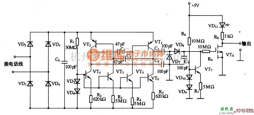 专用测量/显示电路中的电话斩线拾测笨电路图  第1张