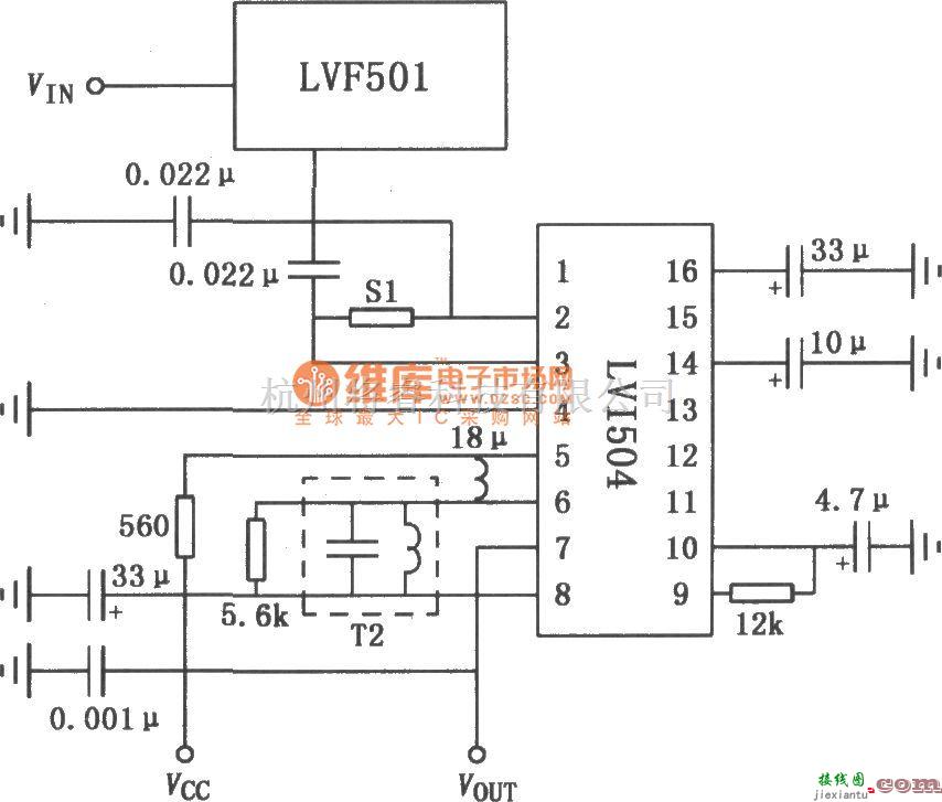 语音电路中的LVF501 FM收音机调谐器电路图  第1张