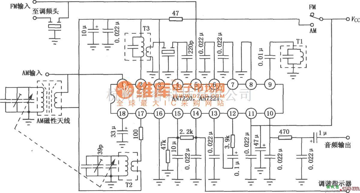 语音电路中的AN7220/7221 FM／AM中频放大电路图  第1张