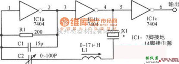 多种频率信号中的2～20MHz变频晶体管振荡器电路图  第1张