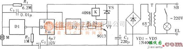 开关电路中的用门电路组成的触摸开关(CD4069)电路图  第1张