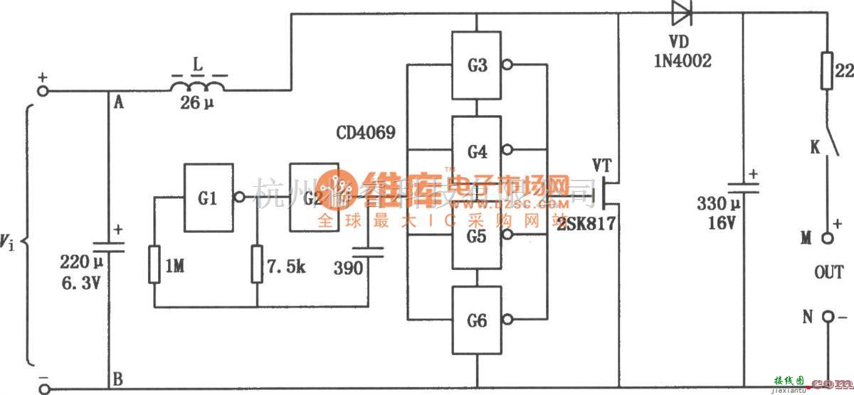 充电电路中的CD4069构成的太阳能充电器电路图  第1张