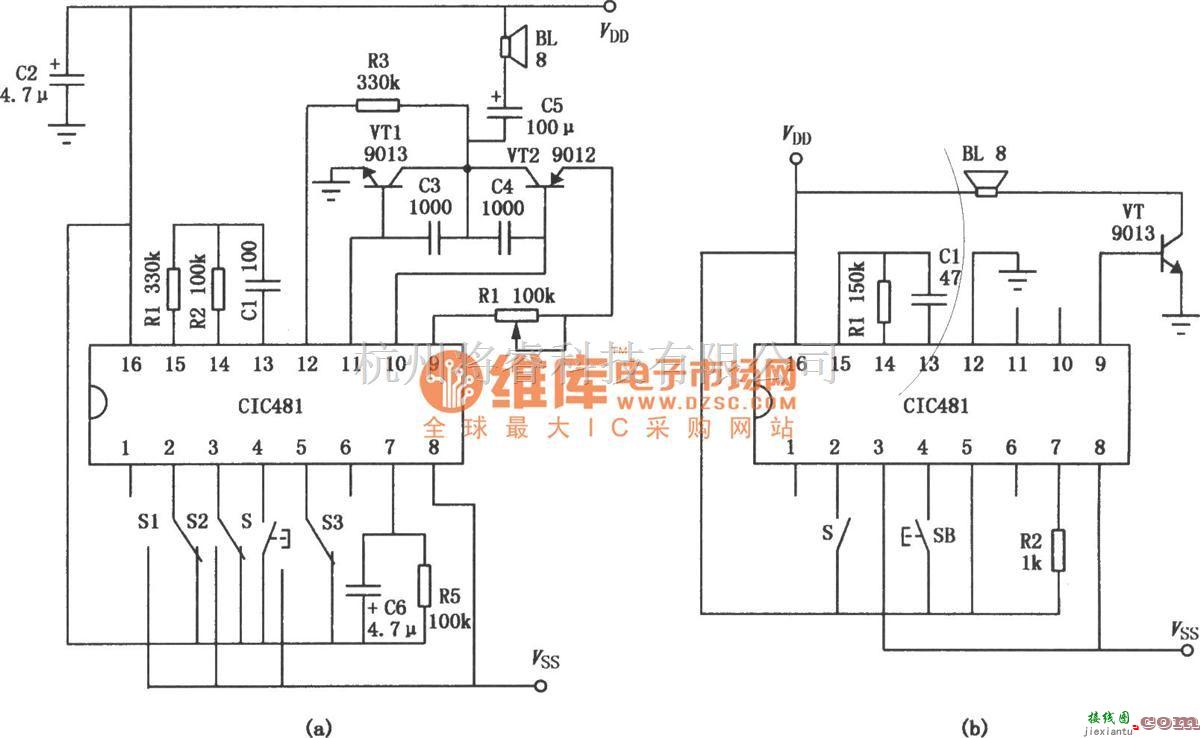 语音电路中的CIC481音乐集成电路图  第1张