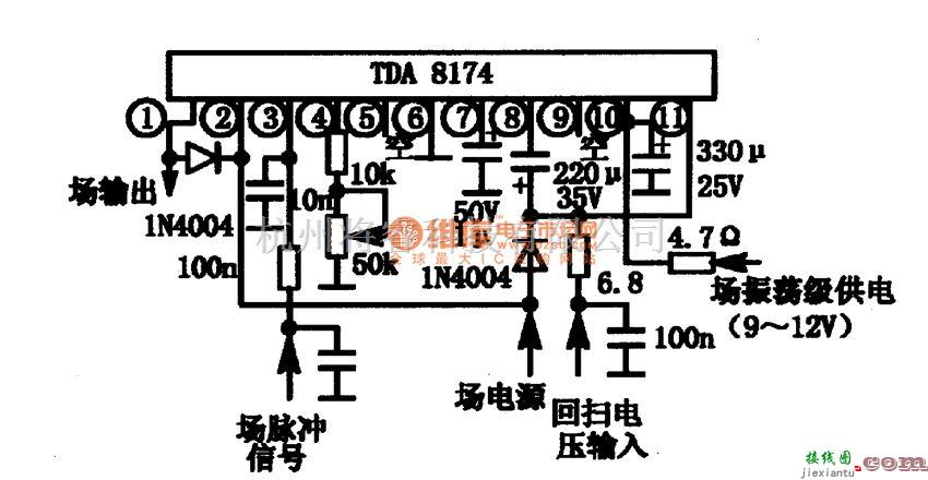 集成电路构成的信号产生中的TDA8174 集成块的典型应用电路图  第2张