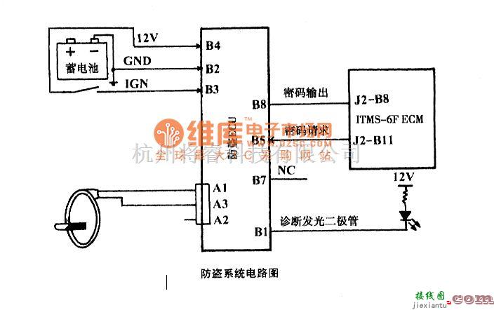 汽车防盗系统电路图  第1张