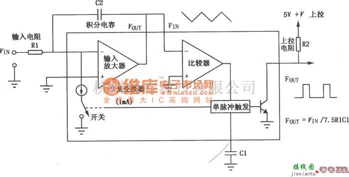 数字电路中的VFC32电压／频率、频率／电压转换器电路图  第1张