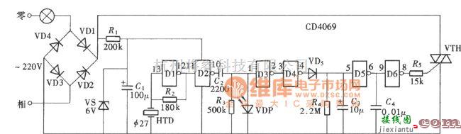 开关电路中的由CD4069组成的声控延时节电开关电路图  第1张