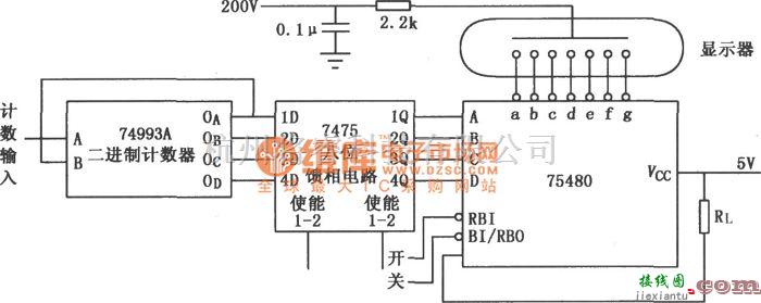 数字电路中的SN75480高压七段译码器/阴极驱动器电路图  第1张