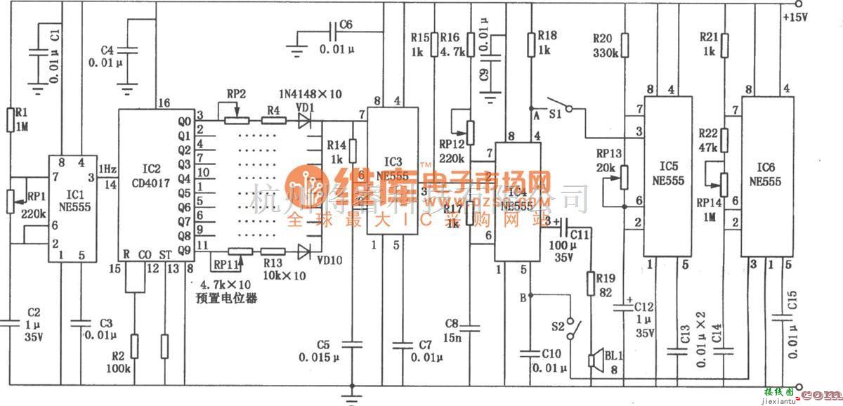 语音电路中的音乐音调发生器电路图  第1张