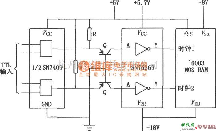 数字电路中的SN75369双MOS驱动器电路图  第1张