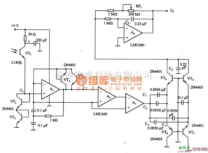 光电耦合器电路中的由光电晶体管等构成的转速测量电路图  第1张