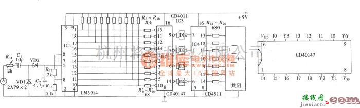 仪器仪表中的数字式电平显示器(CD40147、CD4511)  第1张