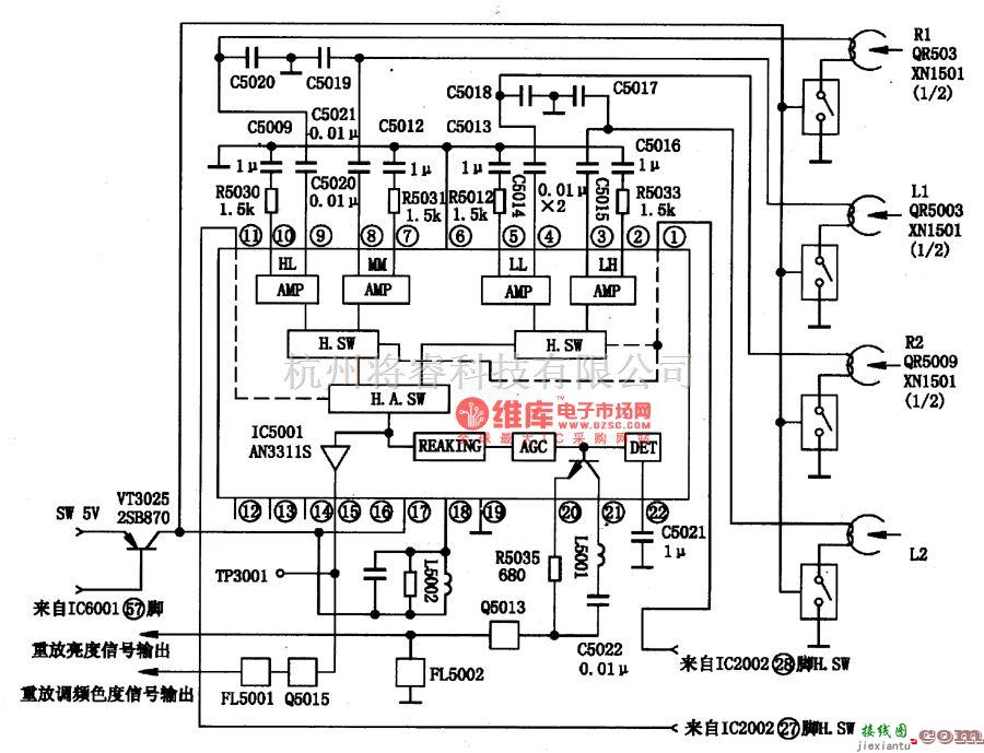 视频放大电路中的AN3311S摄像视频磁头重喊二集成电路图  第1张