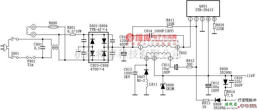 电源电路中的STR5412电源电路图  第1张