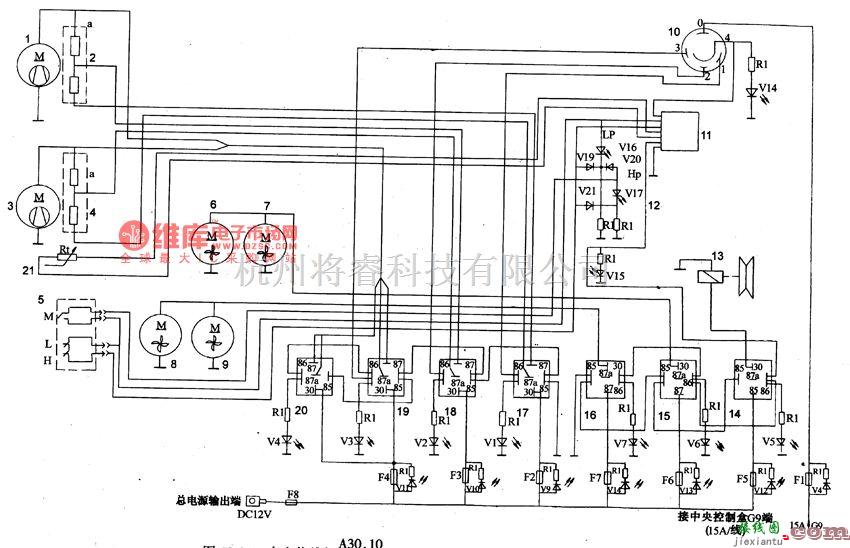 依维柯中的南京依维柯A30.10 A40.10中顶轻型车(河南产)空调系统制电路图  第4张