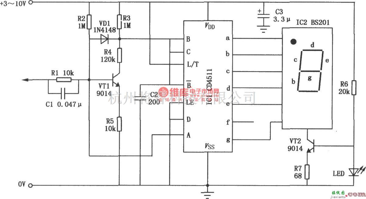 专用测量/显示电路中的CD4511构成的四状态逻辑显示笔  第1张