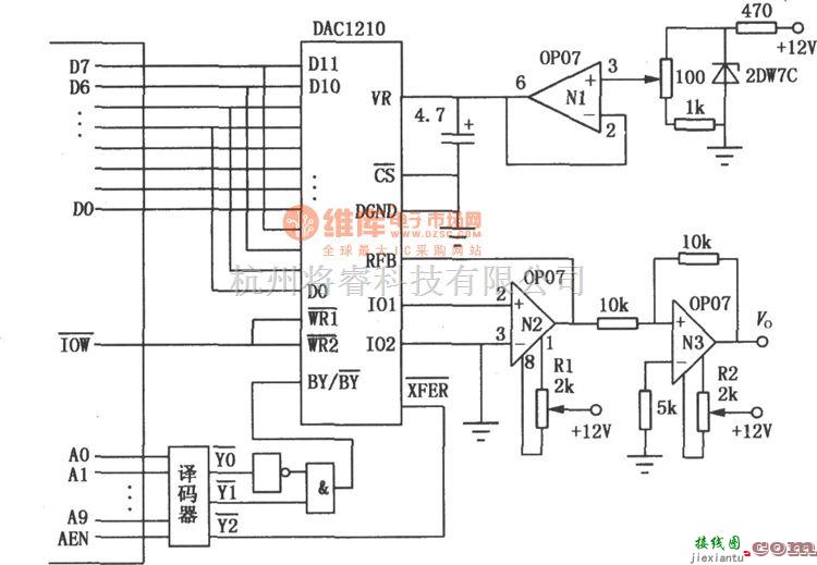 调制、阻抗变换电路中的DAC1210 12位并口D／A转换器  第1张