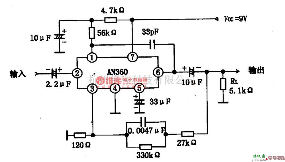 集成音频放大中的AN360低噪声音频前置放大集成电路图  第4张