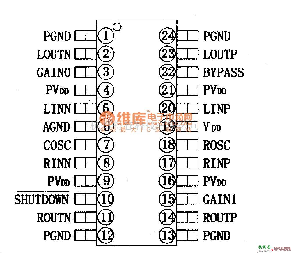 滤波器中的TPA2OOOD2　免滤波D类功放集成电路图  第1张