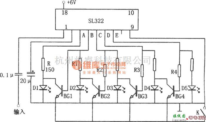 专用测量/显示电路中的SL322构成的可伸缩、光点显示的电平指示器  第1张