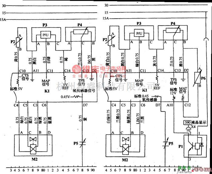 大宇中的大宇赛手牌(Racer)轿车电子控制汽油喷射系统电路图  第2张