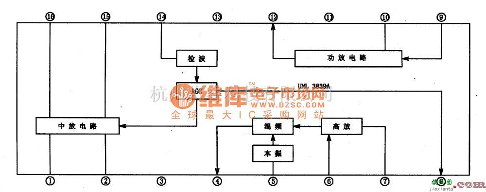 微机单片机中的ULN3839A　调幅收音单片集成电路图  第1张