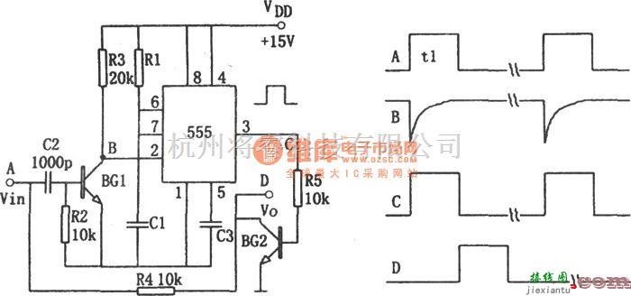 专用测量/显示电路中的555构成的脉宽检测电路图  第1张