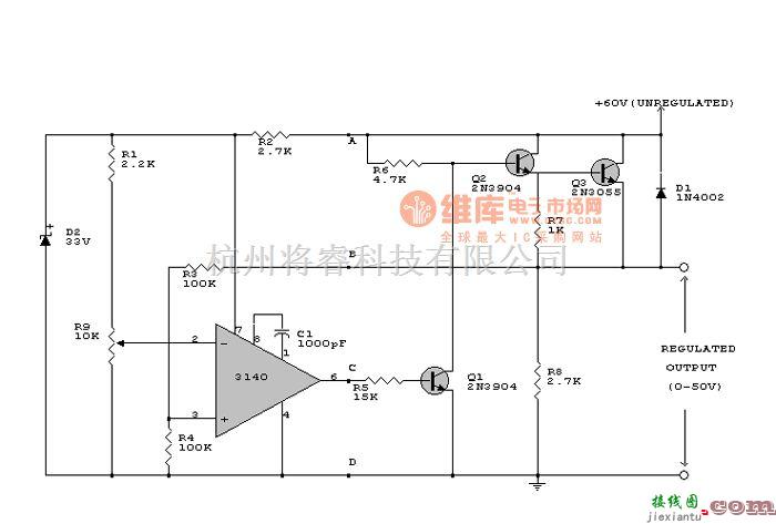 稳压电源中的+60V电路图原理图  第1张