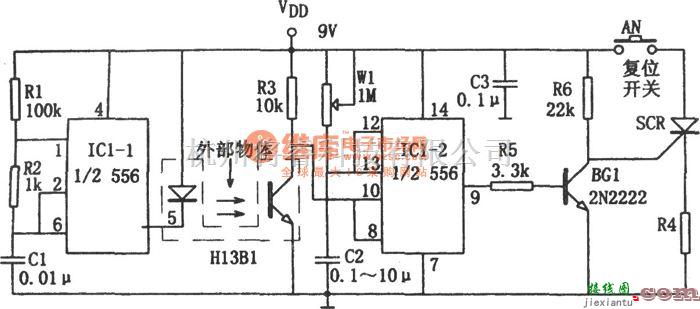 专用测量/显示电路中的556构成的光电子脉冲遗漏检测器  第1张