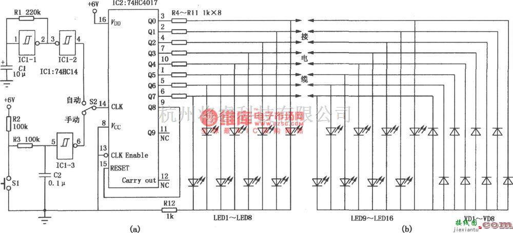 专用测量/显示电路中的简易电缆速查仪(74HC4017)  第1张