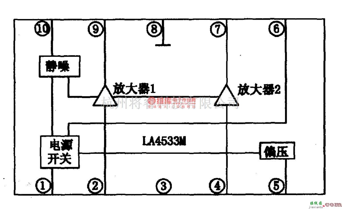 音频电路中的LA4533M-双声道音频功放集成电路图  第2张