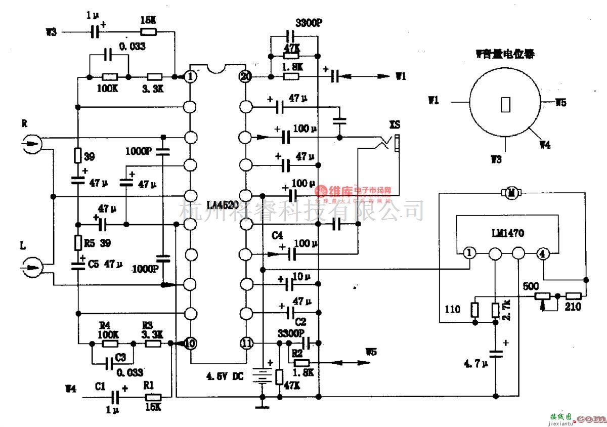 音频电路中的LA4520-单片立体声放音柒成电路图  第3张