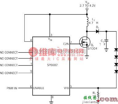 LED电路中的高效率的白色LED驱动器  第1张