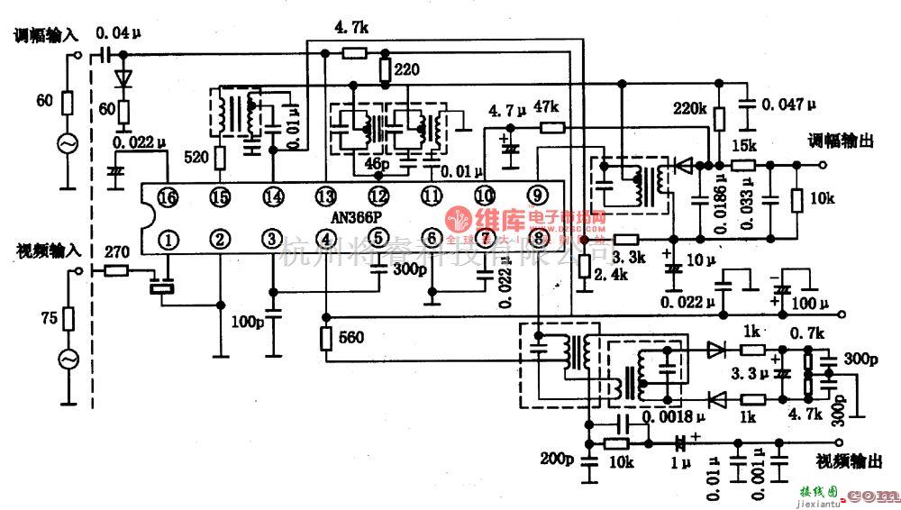 集成音频放大中的AN366、AN366P谓幅变频、诵频词幅中放尖成电路图  第3张