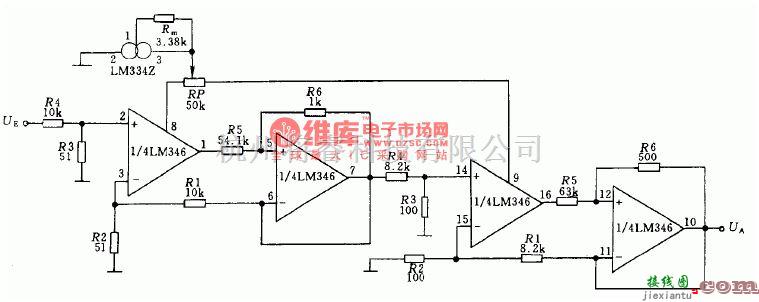 滤波器电路中的不包含电容元件的四阶低通滤波器电路图  第1张