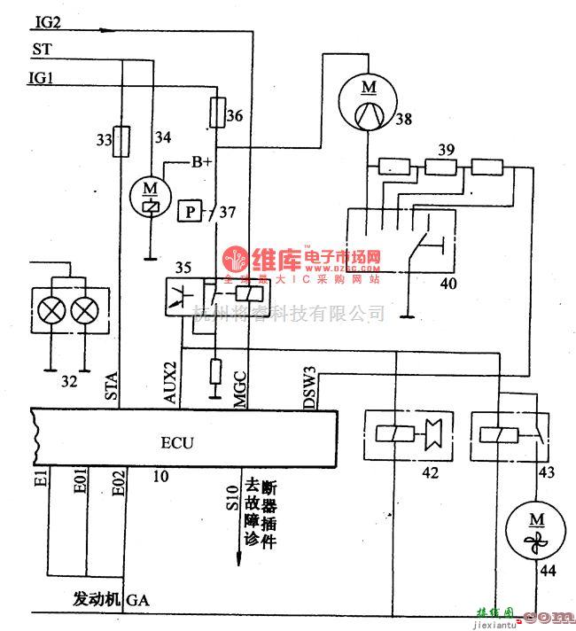 夏利中的夏利EFl轿车(TJ3760Q-E汽油喷射发动机)电路图(三)  第1张