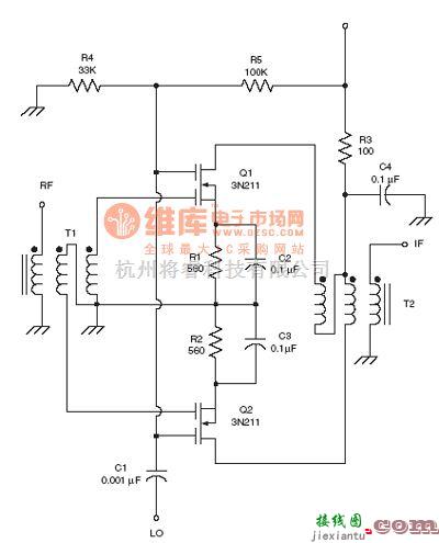 射频放大器中的射频Mixer电路：Dual MOSFET mixer RF circuit  第1张