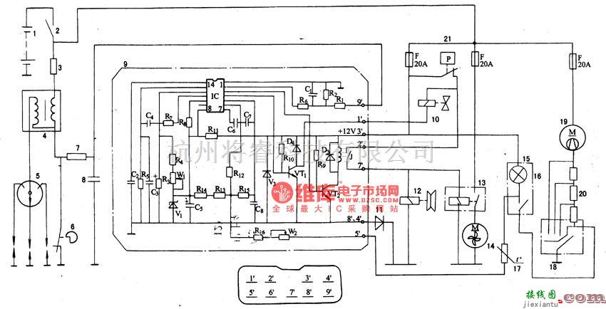 夏利中的夏利TJ7100.7100U型小轿车空调控制线路图  第1张