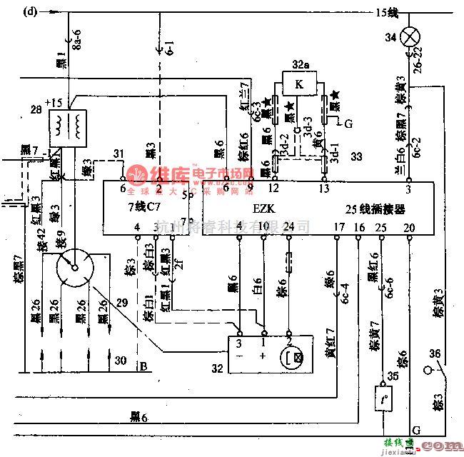 大众（上汽）中的桑塔纳(32MP003182底盘)点火电路图  第1张