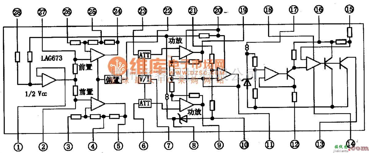 音频电路中的LAC673-单片立体声放音集成电路图  第1张