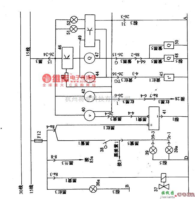 大众（上汽）中的桑塔纳2000倒车灯、仪表电路图(图1,2)  第2张