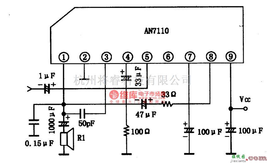 集成音频放大中的AN711O，AN711OEl.2W音频功率放大集成电路图  第3张