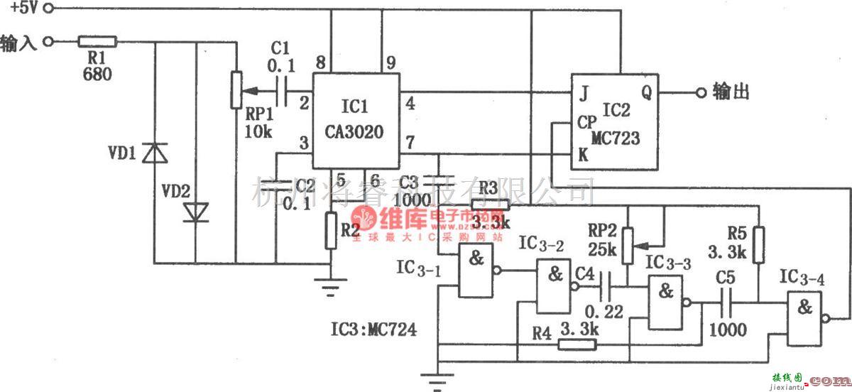 专用测量/显示电路中的CA3020、MC723组成的频移解调器  第1张